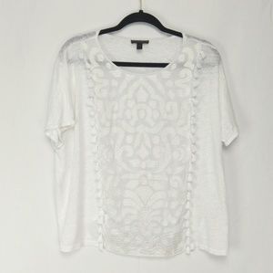 J. Crew /// White Linen Embroidered Shirt